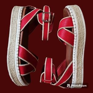 MIA Vita Espadrille Platform Red Faux Leather Sandal 8M